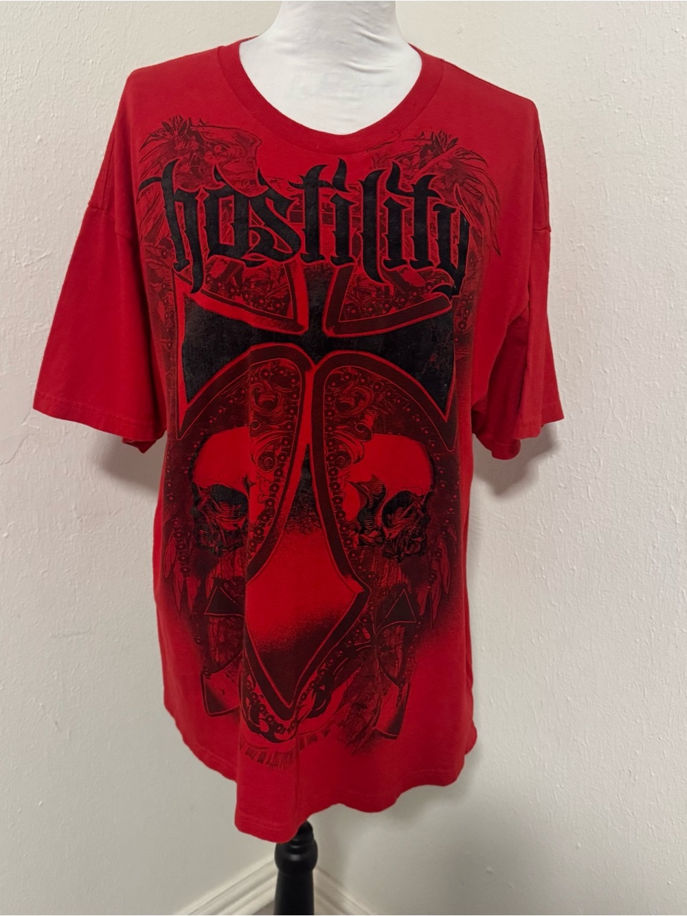 Chemistry “Hostility” Unisex XL Red Graphic Skulls Aesthetic Short Sleeve Tee - Picture 2 of 7
